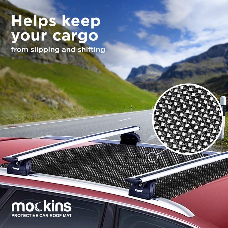 Mockins 39" x 36" Anti Slip Mat for Car Roof Cargo | Durable Soft Roof Rack Pads | Multifunctional Cut to Size Cargo Mat for SUV & Car Roof Liner | No-Scratch & Non-Skid Protective Roof Pad - Image 2